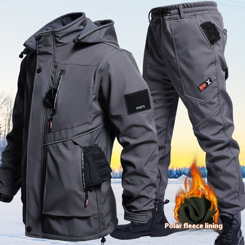 Fleece-Lined Waterproof Jacket Suit for Autumn & Winter