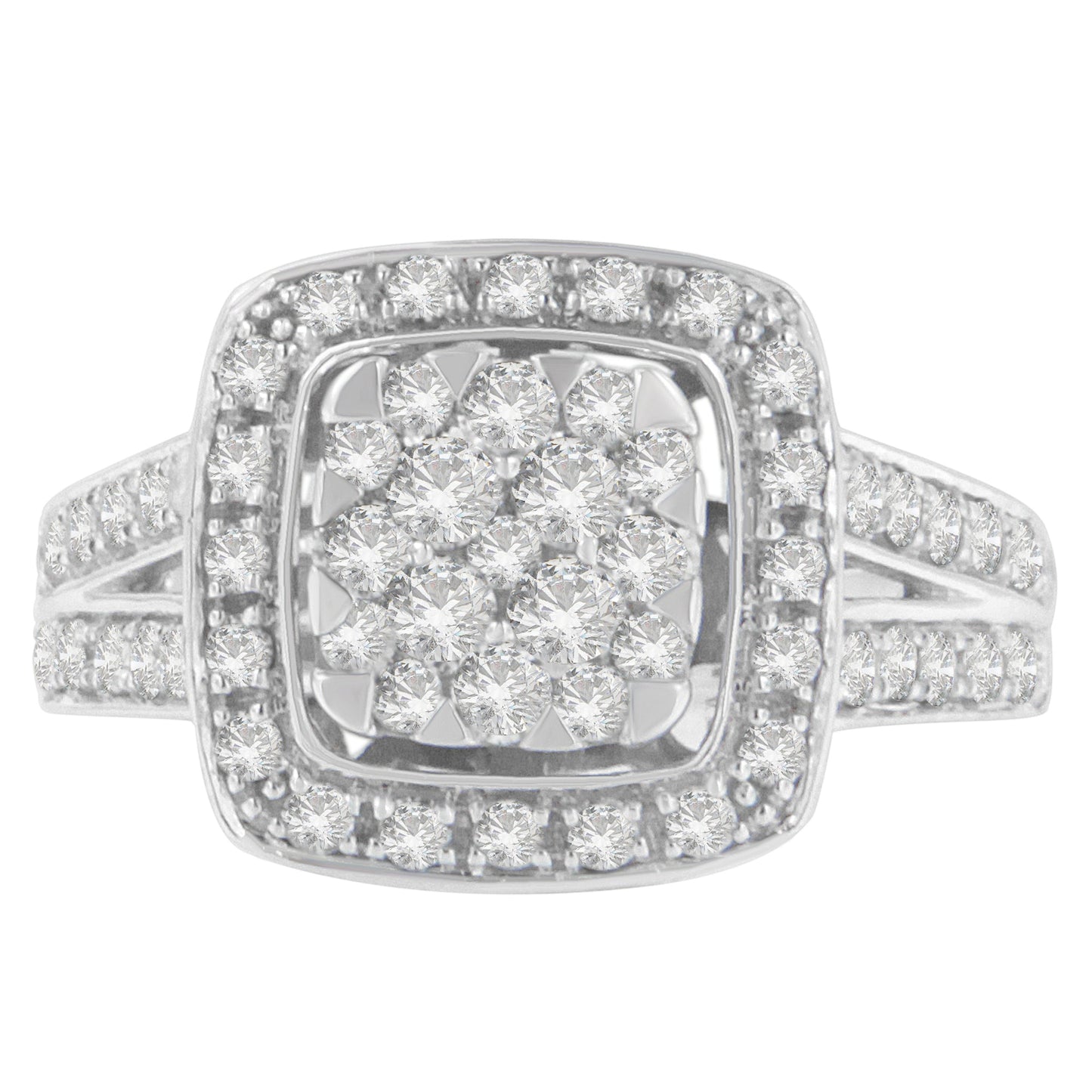 Bague de fiançailles en diamant en cluster en or blanc 10K - Taille 6-1/2