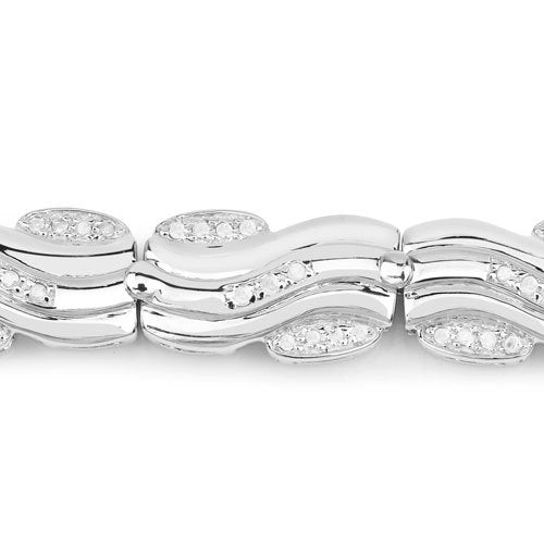 0.84 Carat Genuine White Diamond Sterling Silver Bracelet
