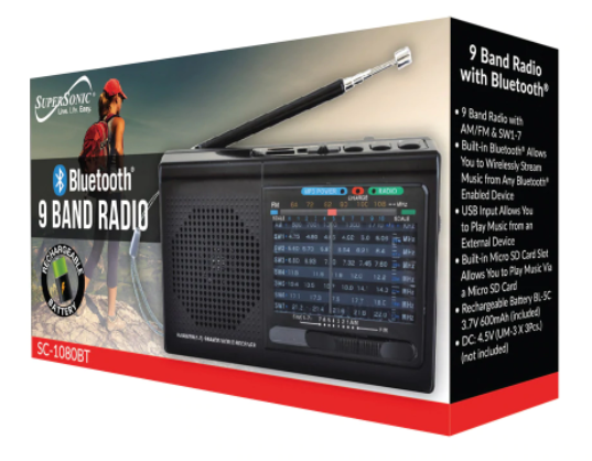 Supersonic 9 Band Radio with Bluetooth