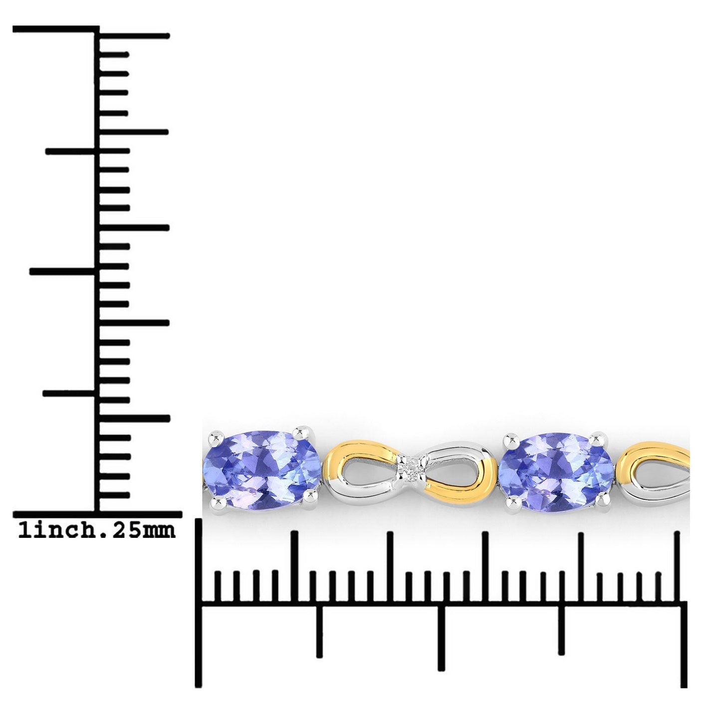 1.81 Carat Genuine Tanzanite & White Topaz Sterling Silver Bracelet