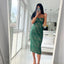 Elegant Mini Purple Dress with Green Accents