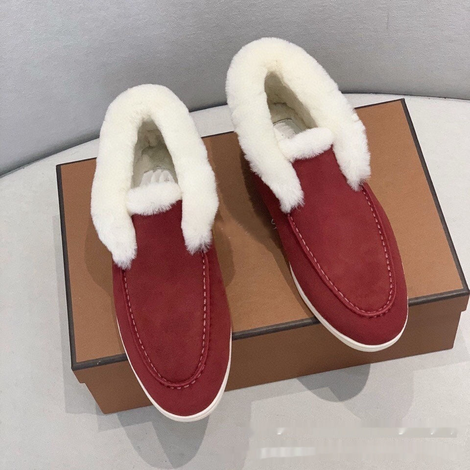Bottes courtes en cuir laineux pour la neige - Doublées en polaire pour la chaleur