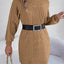 Cable-Knit Round Neck Sweater Dress - Korvel