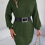 Cable-Knit Round Neck Sweater Dress - Korvel