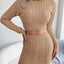 Cable-Knit Round Neck Top and Skirt Sweater Set - Korvel