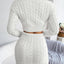 Cable-Knit Round Neck Top and Skirt Sweater Set - Korvel