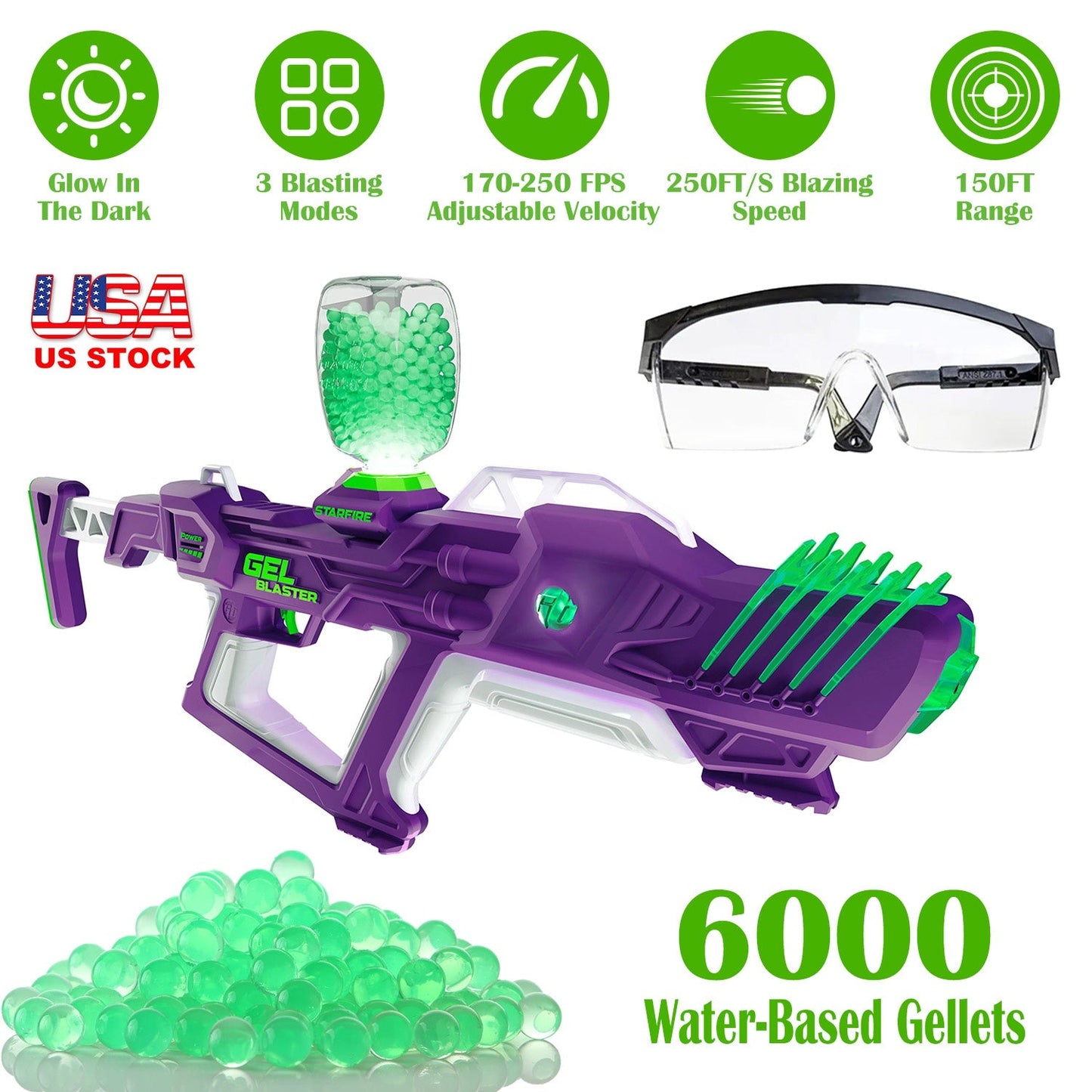 Pistola de Juguete Gel Blaster Starfire XL que Brilla en la Oscuridad