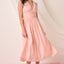 Robe midi sans manches à décolleté en V froncé élégante pour femmes