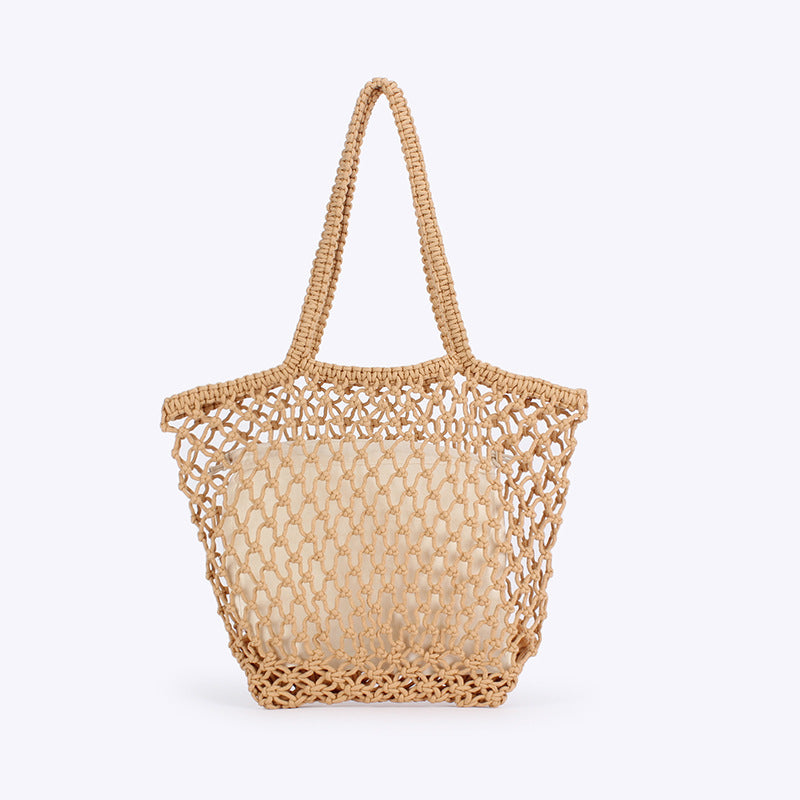 Elegant Handmade Woven Cotton Rope Shopper Bag