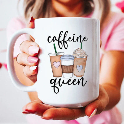 Caffeine Queen Ceramic Mug - 15 oz Premium Drinkware