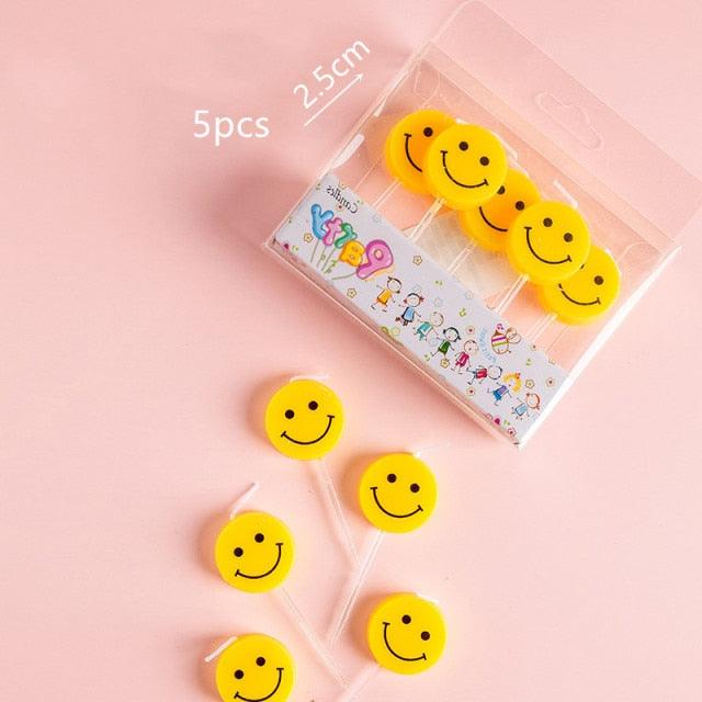 Creative Bear Candle Toppers with Smiley Faces for Birthday Celebrations - Korvel
