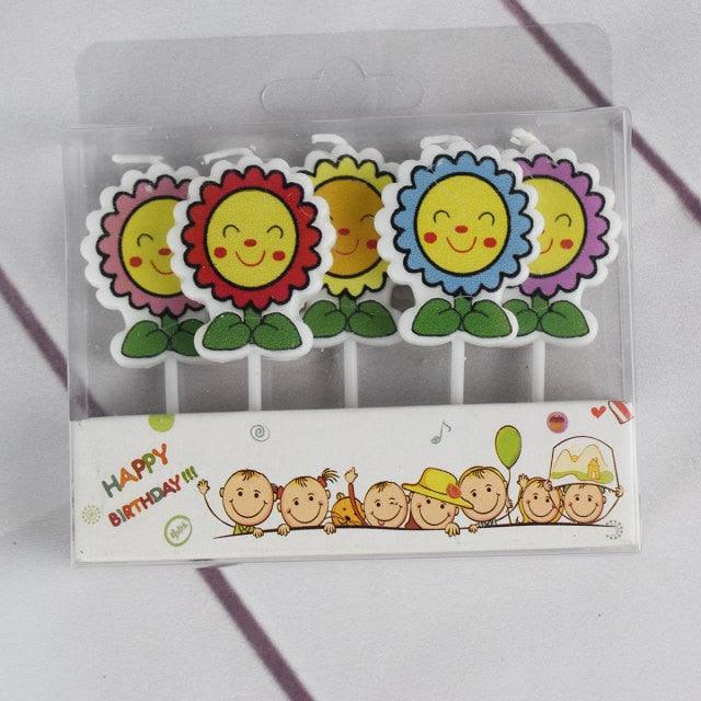 Creative Bear Candle Toppers with Smiley Faces for Birthday Celebrations - Korvel