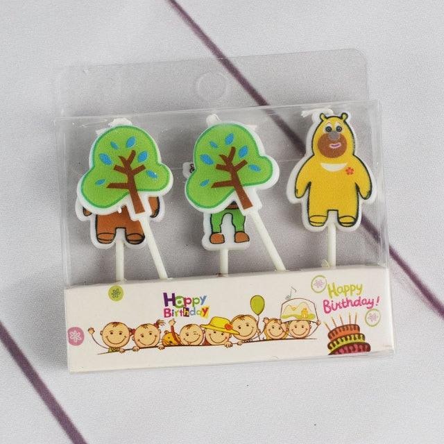 Creative Bear Candle Toppers with Smiley Faces for Birthday Celebrations - Korvel