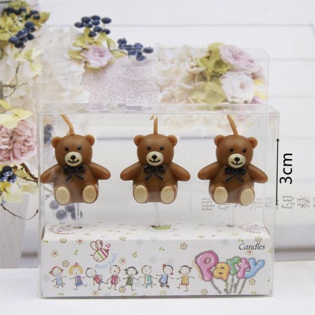Creative Bear Candle Toppers with Smiley Faces for Birthday Celebrations - Korvel