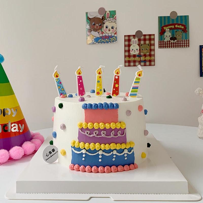 Creative Bear Candle Toppers with Smiley Faces for Birthday Celebrations - Korvel
