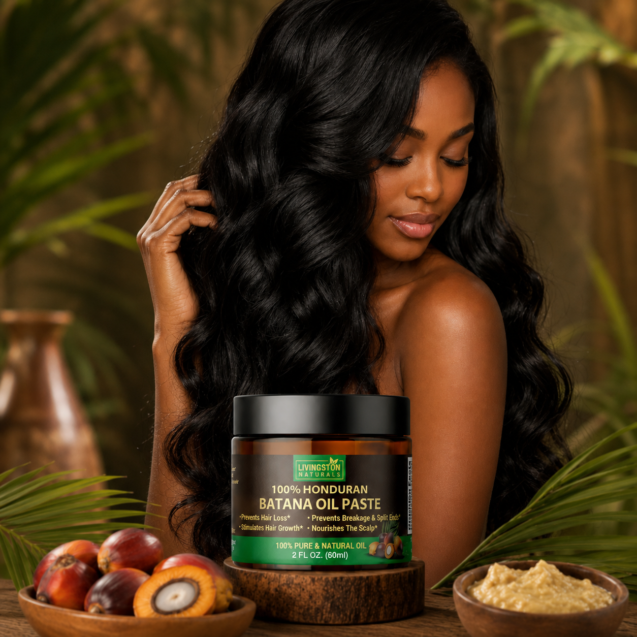 Pâte d'huile de Batana pure pour des soins capillaires luxueux