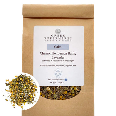 Calm Tea – Lavender, Chamomile & Lemon Balm Greek Herbal Blend
