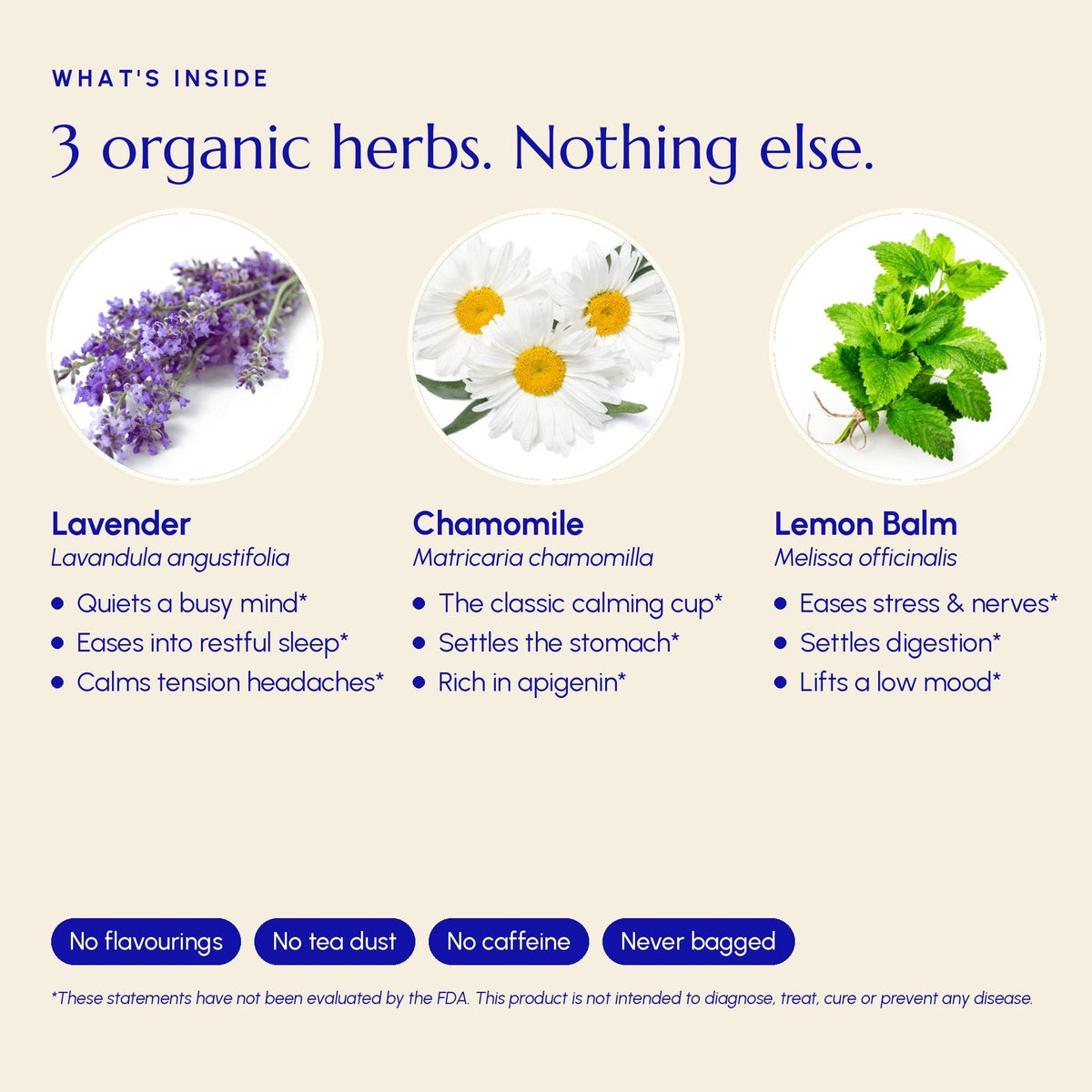 Tisane Sérénité – Mélange de lavande, camomille et mélisse