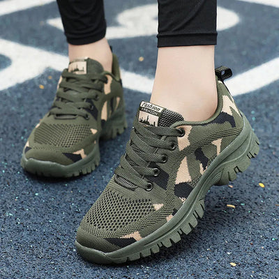 Camouflage Lace Up Mesh Athletic Shoes