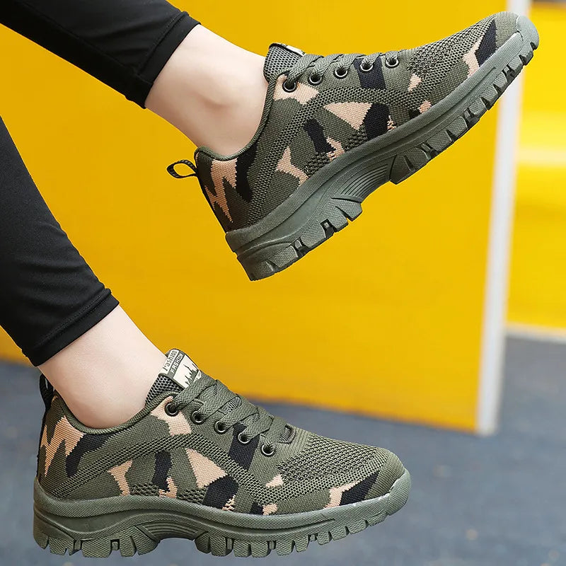 Chaussures de sport en mesh à lacets camouflage