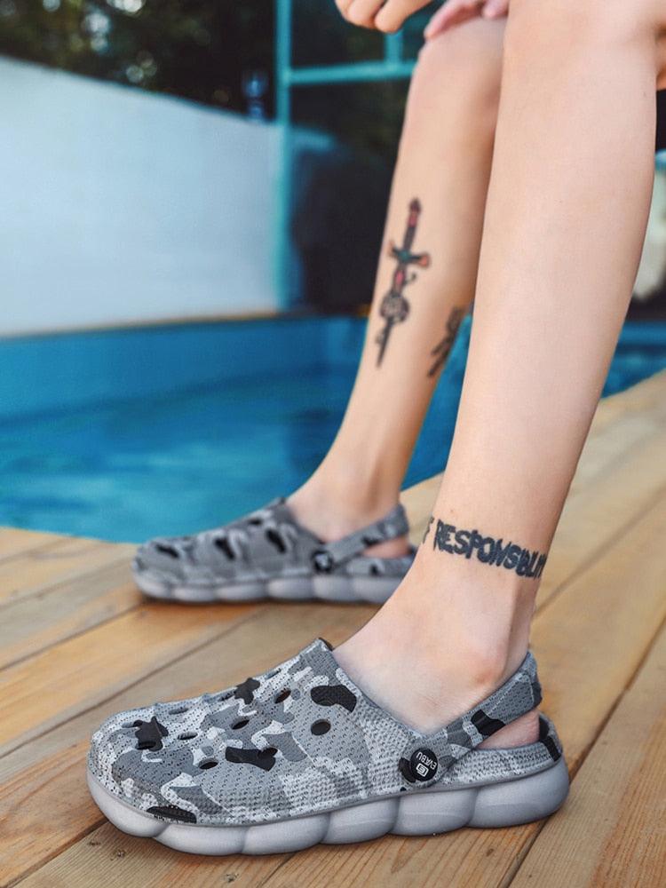 Men's Camouflage Clogs - Lightweight Summer Sandals for Outdoor Fun - Korvel