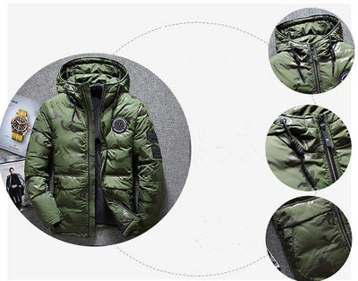 Camouflage Men's Hooded Winter Parka - Slim Fit & Windproof