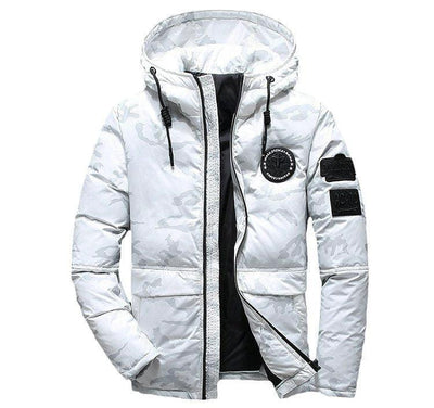 Camouflage Men's Hooded Winter Parka - Slim Fit & Windproof