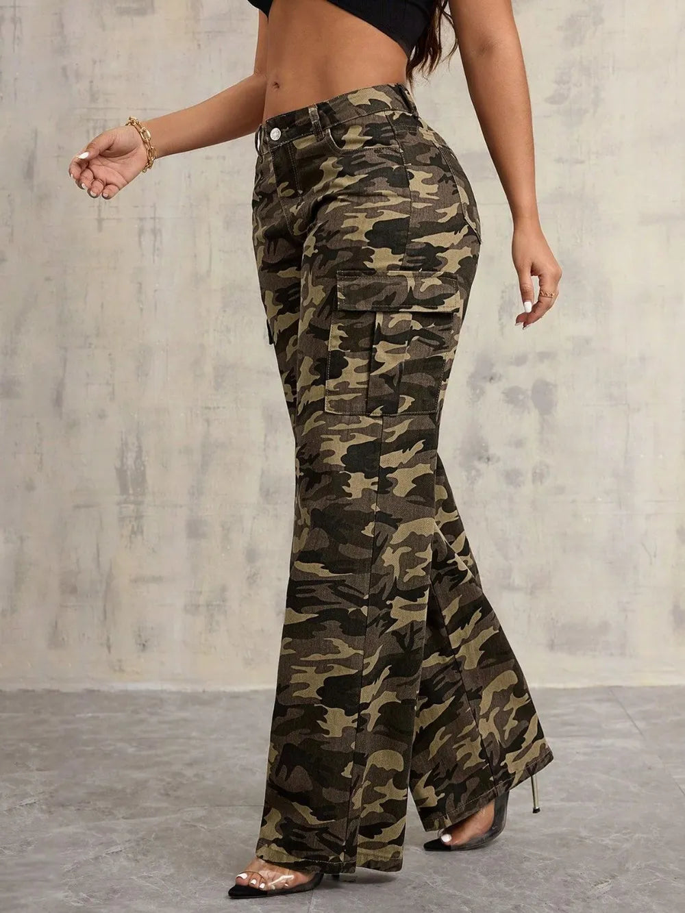 Camouflage Wide Leg Jeans - Korvel