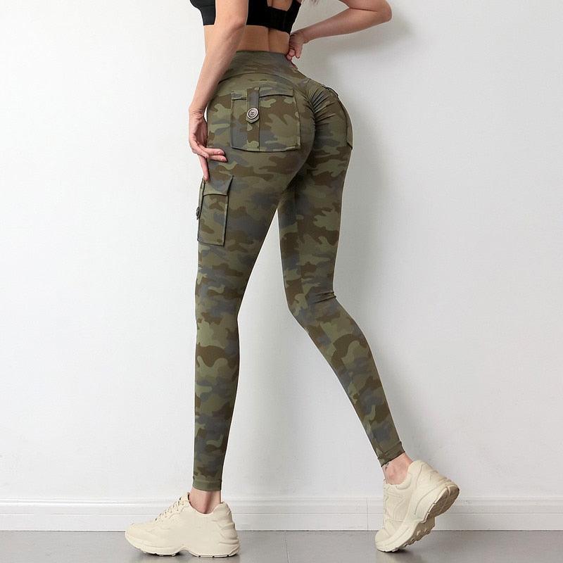 Pantalones de Yoga de Camuflaje con Bolsillos para Mujeres