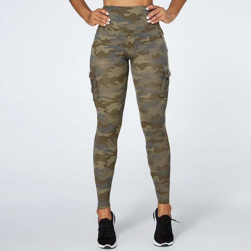 Pantalones de Yoga de Camuflaje con Bolsillos para Mujeres