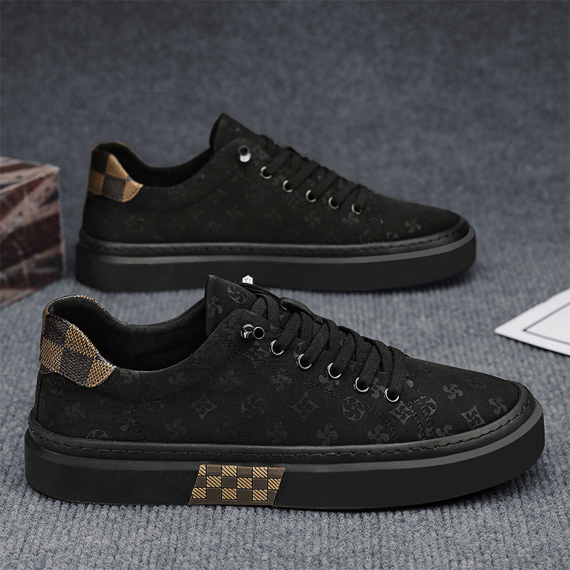 Canvas men's shoes breathable ice silk thick soled black cloth shoes men's flat bottomed board shoes - Korvel