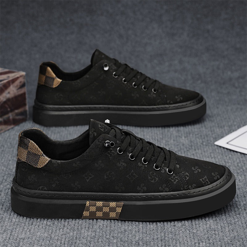 Canvas men's shoes breathable ice silk thick soled black cloth shoes men's flat bottomed board shoes - Korvel