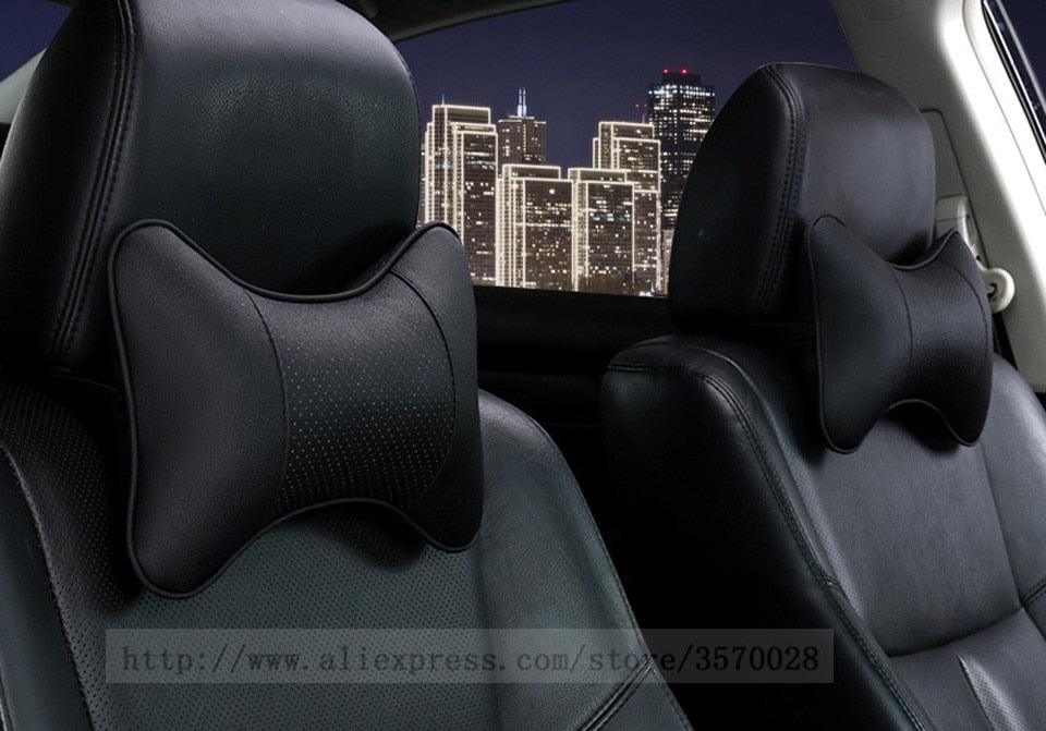 Universal Car Neck Pillow - Soft PU Leather Headrest Support