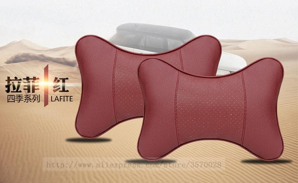 Universal Car Neck Pillow - Soft PU Leather Headrest Support
