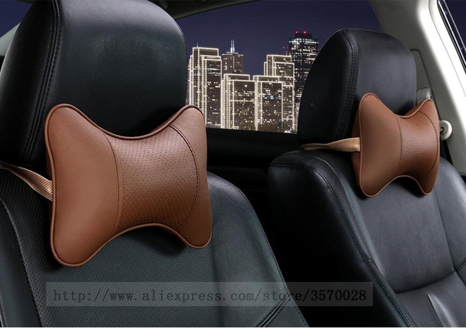 Universal Car Neck Pillow - Soft PU Leather Headrest Support