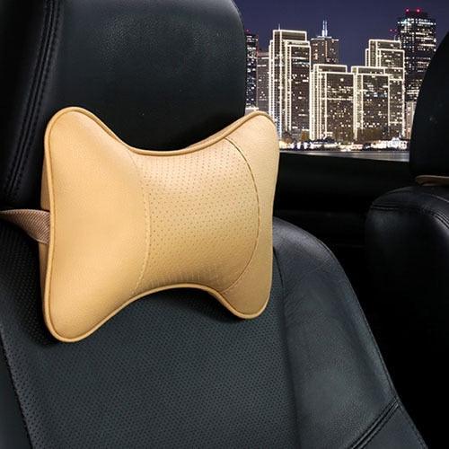Universal Car Neck Pillow - Soft PU Leather Headrest Support