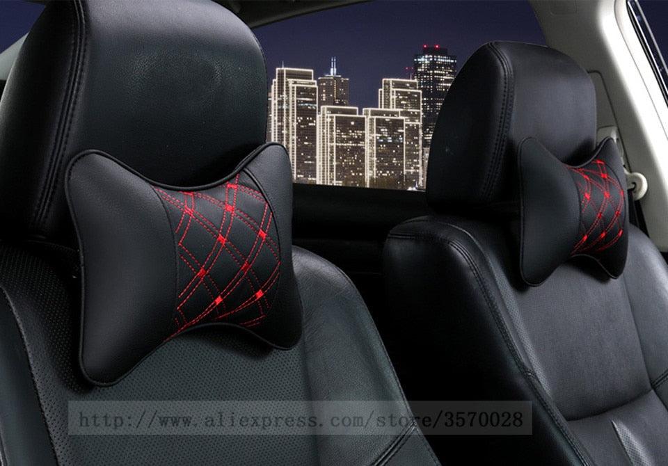 Universal Car Neck Pillow - Soft PU Leather Headrest Support