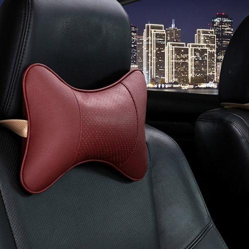 Universal Car Neck Pillow - Soft PU Leather Headrest Support