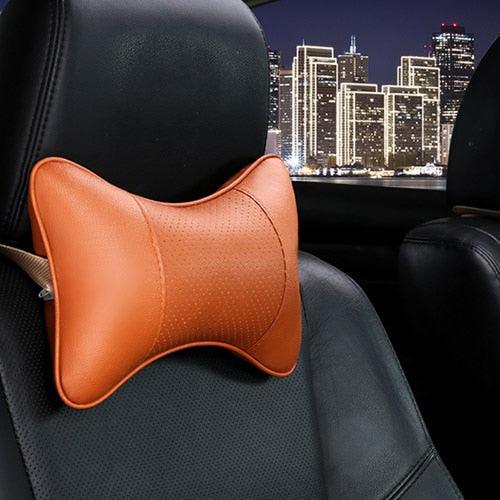Universal Car Neck Pillow - Soft PU Leather Headrest Support