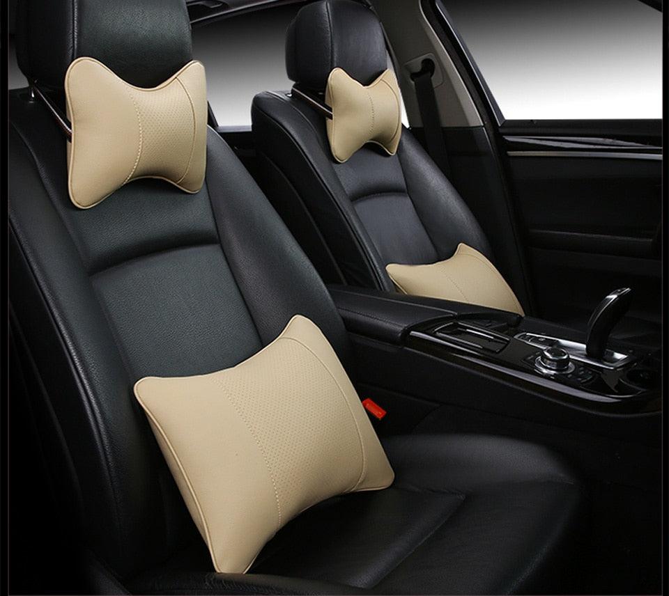 Universal Car Neck Pillow - Soft PU Leather Headrest Support