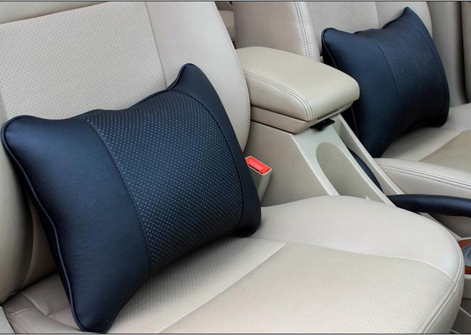 Universal Car Neck Pillow - Soft PU Leather Headrest Support
