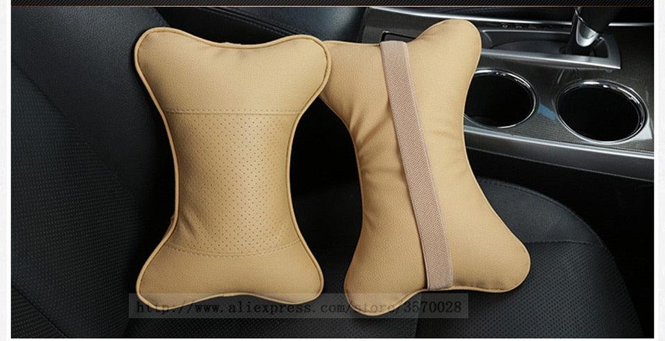 Universal Car Neck Pillow - Soft PU Leather Headrest Support
