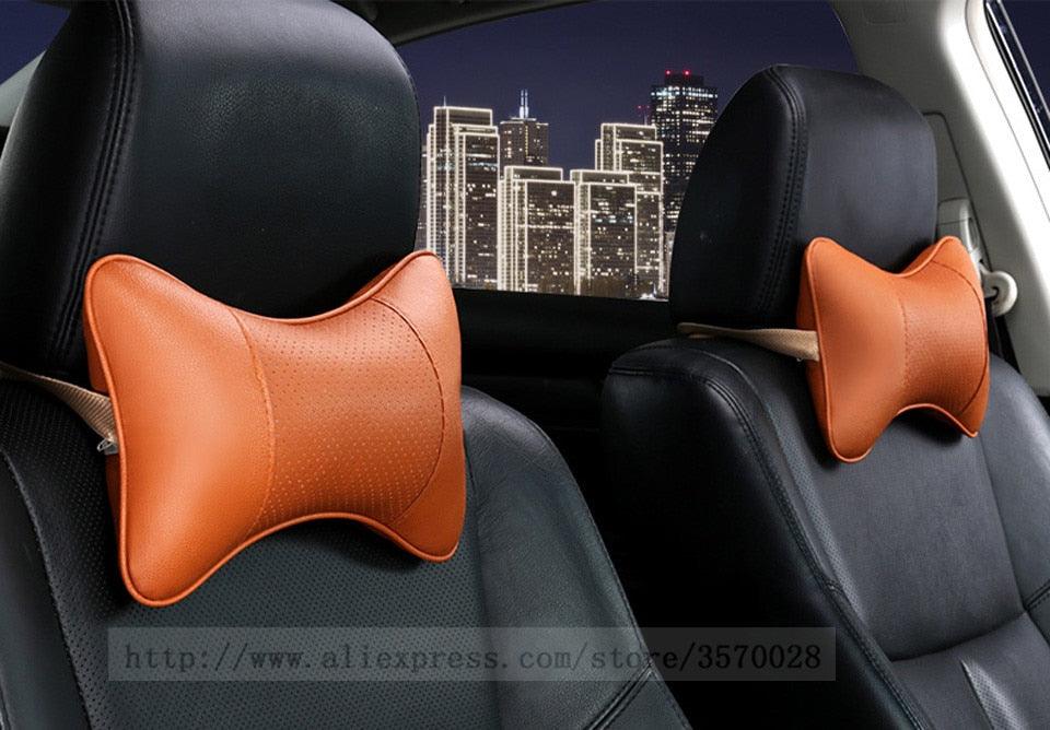 Universal Car Neck Pillow - Soft PU Leather Headrest Support