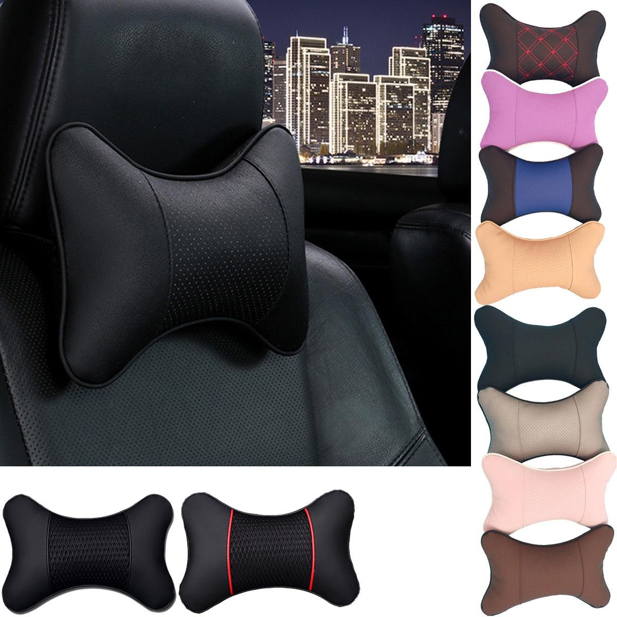 Universal Car Neck Pillow - Soft PU Leather Headrest Support