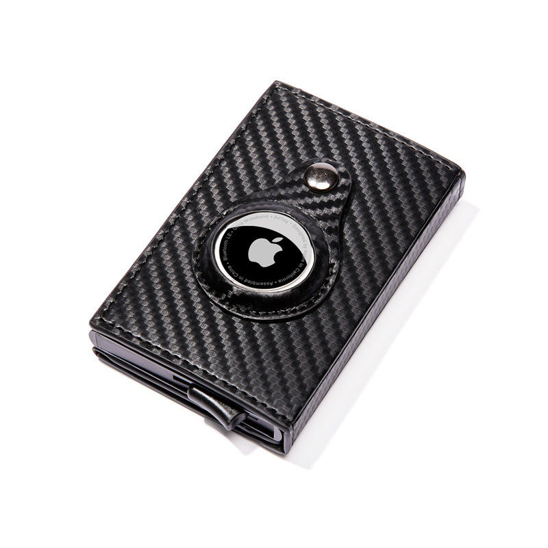 Carbon Fiber Pattern Magnetic Buckle Card Bag Airtag Tracker Multi-Function Card Bag Men's Wallet Short Hand Held - Korvel