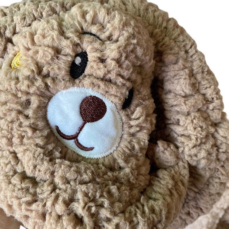 Cartoon Bear Ear Knitted Beanie Hat with Mask for Kids