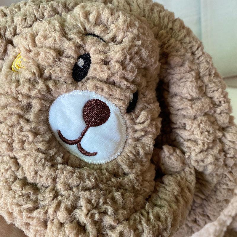 Cartoon Bear Ear Knitted Beanie Hat with Mask for Kids