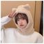 Cartoon Bear Ear Knitted Beanie Hat with Mask for Kids