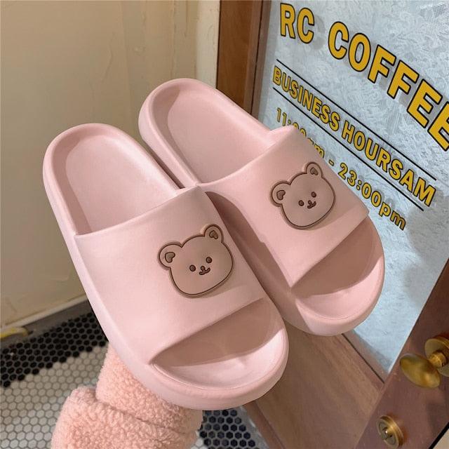Sandalias de Oso de Moda para Parejas de Dibujos Animados - Zapatillas Antideslizantes